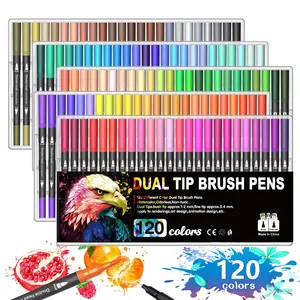 120 रंग सॉफ्ट बुलेट टिप वॉटरकलर मार्कर डुअल ब्रश पेन स्कूल आर्ट सप्लाई पेंटिंग आर्ट ड्राइंग के लिए स्थायी मार्कर