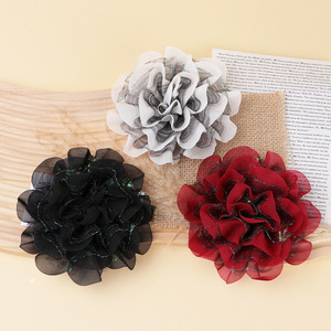 Fleurs en mousseline de soie 12 cm, accessoires pour cheveux faits à la main, pour la décoration de vêtements, chaussures, sacs et autres projets DIY - Product Image 3