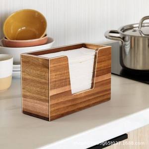 กล่องใส่กระดาษทิชชูไม้ สีไม้ธรรมชาติ ที่ใส่กระดาษเช็ดปากไม้เนื้อแข็ง สำหรับใช้ในบ้าน ห้องน้ำ โรงแรม ร้านอาหาร ห้องนั่งเล่น - Product Image 5