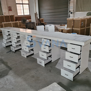 Mobilier de salon professionnel double table moderne de manucure de bureau de technicien en nail art - Product Image 5