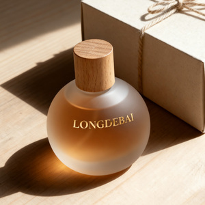 Botella de Perfume de Vidrio con Forma de Bola, Vacía, con Pulverizador, 30ml 50ml 100ml, con Tapa de Madera - Product Image 5