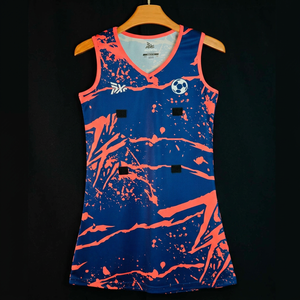 เสื้อเจอร์ซีย์เน็ตบอล PUFFIN SPORTS คุณภาพสูง แบบไม่มีแขน คอวี พิมพ์ลายแบบ Sublimation ระบายเหงื่อได้ดี ผลิตจากโพลีเอสเตอร์ 100% ทรงพอดีตัวสำหรับผู้ใหญ่ - Product Image 4