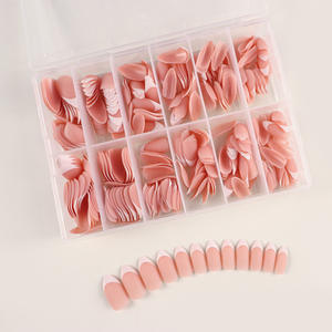 Pressione as unhas Cola curta nas unhas para a festa de Halloween Fit & Natural reutilizável francês Dica Pressione as unhas Amêndoa - Product Image 4