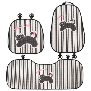 Cute Cartoon Cat Car Seat Cushion Ice Silk Universal Front <b>Full</b> Set Breathable Non <b>Slip</b> Decorative Summer Honeycomb - Product Image 5