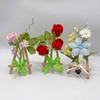 Selimut Bunga Rajut Tangan dari Katun, Buket Bunga Tulip, Bunga Awet, Ramah Lingkungan, Sekali Pakai, untuk Guru