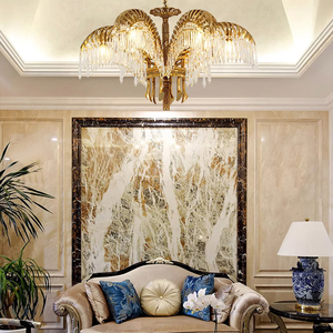 Lustre en cristal nordique, décoration artistique pour salon d'hôtel, forme <span class=keywords><strong>de</strong></span> <span class=keywords><strong>feuille</strong></span> en laiton doré, <span class=keywords><strong>luminaire</strong></span> en laiton, lustre en cristal en forme <span class=keywords><strong>de</strong></span> <span class=keywords><strong>feuille</strong></span> <span class=keywords><strong>de</strong></span> <span class=keywords><strong>palmier</strong></span> - Product Image 3