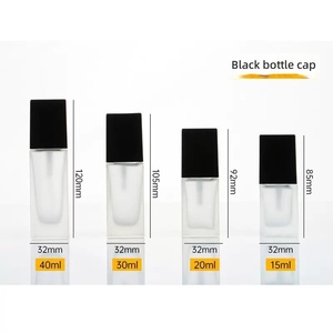 Luxury 15ml 20ml <b>30ml</b> 40ml Square Clear Cosmetic Glass <b>Bottle</b> Frosted Lotion Foundation Pump Sprayer with Black Cap Wholesale - Product Image 2