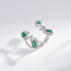 custom 925 plata sterling <b>silver</b> personalized zircon <b>ring</b> fashion hip hop unique gold plated adjustable geometric <b>emerald</b> <b>rings</b> - Product Image 1