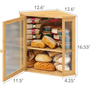Caja de Pan de Bambú de Doble Capa, Organizador de Almacenamiento para Esquina de Cocina, Color Madera Natural, Almacenamiento de Alimentos para Encimera - Product Image 2