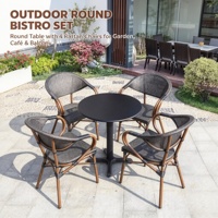 Ensemble de table et de chaises de bistrot de jardin en rotin moderne haut de gamme, imperméable et résistant au soleil