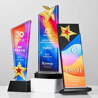 Trophée en cristal personnalisé Noble Top Performer Award avec étoile à cinq branches en métal pour la reconnaissance des meilleurs vendeurs