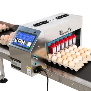 Industriële Automatische Eierstempelmachine Batch Vervaldatum Coder Afdrukken 6 Koppen Online Inkjet Printer Voor Ei