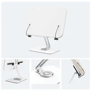 Alumínio dobrável Tablet Holder Book Stand para Leitura 360 Girar ajustável Book Holder Altura ajustável Cookbook Stands