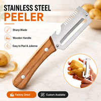 VP01 Multifunctionele roestvrijstalen mesjes houten schilmesje flesopener handmatige ui lente-ui fruit pompoen wortel groente