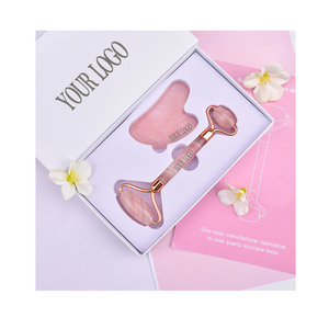 2023 Mauri Hot Sales Custom Skin Care Tools 100% Natural Facial Massage Rose Quartz Face Jade Roller Gua Sha Set with Box