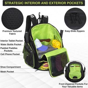 Free Sample OEM Factory Custom Travel Pickleball Backpack with USB Waterproof Polyester Lining 36-57L Capacity for Outdoor Use - Product Image 5