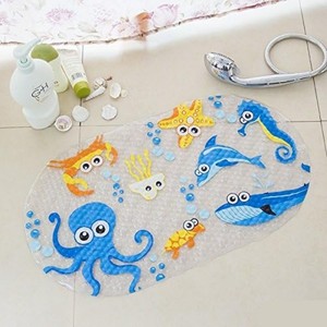 Tappetino Antiscivolo per Vasca da Bagno YIJU con Ventose, 27x15 Pollici, Stampa con Simpatici Animali Marini, per Bambini - Product Image 2
