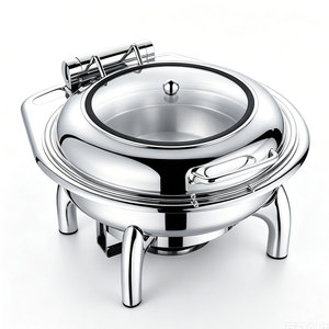 Oulu Hemisphere Réchaud <span class=keywords><strong>de</strong></span> buffet en acier inoxydable avec couvercle en <span class=keywords><strong>verre</strong></span>, pour la conservation <span class=keywords><strong>de</strong></span> la chaleur des aliments, pour banquets et cafétérias - Product Image 3