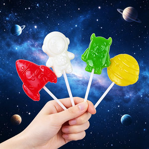 Piruleta Dura Halal con Temática Espacial, Forma de Dibujos Animados, OEM, Empaque Personalizado para Regalo, Sabor a Frutas Ácidas - Product Image 1