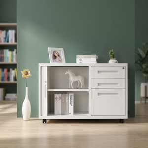 Storage Unit for Home Office KD Structure Steel Password-protected Mobile Cabinet with <b>File</b> Folder and Hanger Desk - Product Image 2