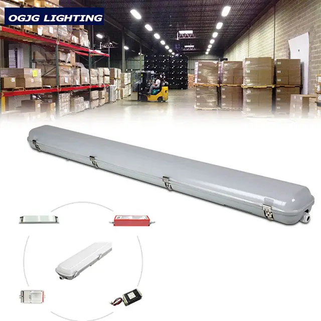 IP66 Cold storage room 40w 60w 80w tri proof light fixture PC lens emergency water proof LED batten lamp