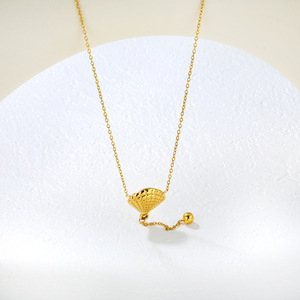 สร้อยคอจี้เปลือกหอยสไตล์ยุโรป ชุบทอง 18k สแตนเลสสตีล ดีไซน์หรูหราเบาๆ สร้อยคอคล้องไหปลาร้า ของขวัญเครื่องประดับ - Product Image 3