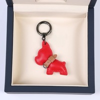 Porte-clés Bouledogue Français Adorable en Cuir PU, Pendentif Chien pour Femmes et Filles, Accessoire de Décoration pour Sac et Voiture, Cadeau Créatif