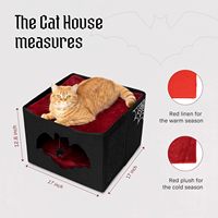Lit d'hiver gothique pour chat, pliable, pour animaux d'intérieur, maison d'Halloween avec entrée chauve-souris, jouet araignée, griffoir, coussin doux, couleur personnalisable