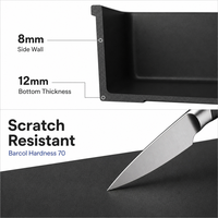 Évier de cuisine moderne carré en granit composite noir mat avec égouttoir, plusieurs couleurs, anti-écaillage, résistant à la chaleur