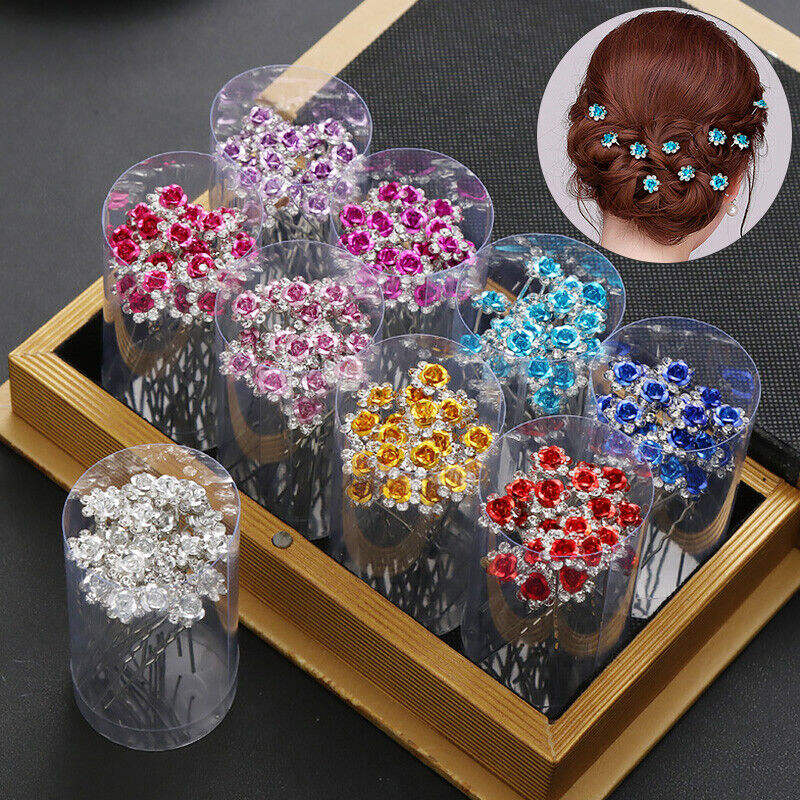 Sun Flower Wedding Bridal Crystal Bling Pearl Flower Hair Pins Clips  Bridesmaid Prom Wedding Pearl Hair Stick Hair Accessories