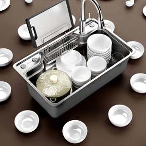 Fregadero <span class=keywords><strong>de</strong></span> Cocina Multifuncional Estilo Japonés, Fregadero <span class=keywords><strong>de</strong></span> Gran Capacidad <span class=keywords><strong>de</strong></span> Acero Inoxidable 304, con Cesta <span class=keywords><strong>de</strong></span> Drenaje + Tabla <span class=keywords><strong>de</strong></span> Cortar - Product Image 4