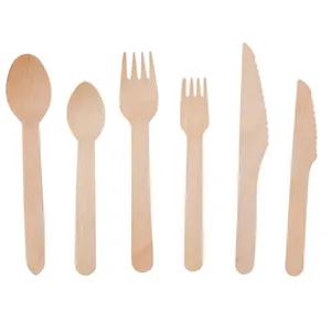 Wholesale Disposable High Temperature Resistant Wooden Fork And Spoon For Restaurant
