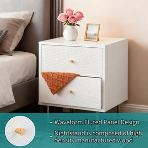 Bàn đầu giường bằng gỗ sang trọng hiện đại với 2 ngăn kéo và <span class=keywords><strong>4</strong></span> chân kim loại - Product Image 4