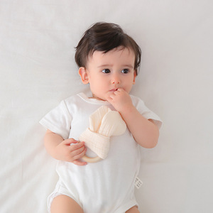 Marionnette en tissu de coton réconfortant, jouet pour bébé, aide au sommeil, avec anneau en bois, oreilles de lapin, poupée nouveau-né 31-50cm - Product Image 2