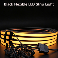 Nouvelle bande LED néon noire complète 13*13mm, kit de bande LED intelligente à intensité variable via application pour éclairage mural intérieur en panneaux acoustiques en bois