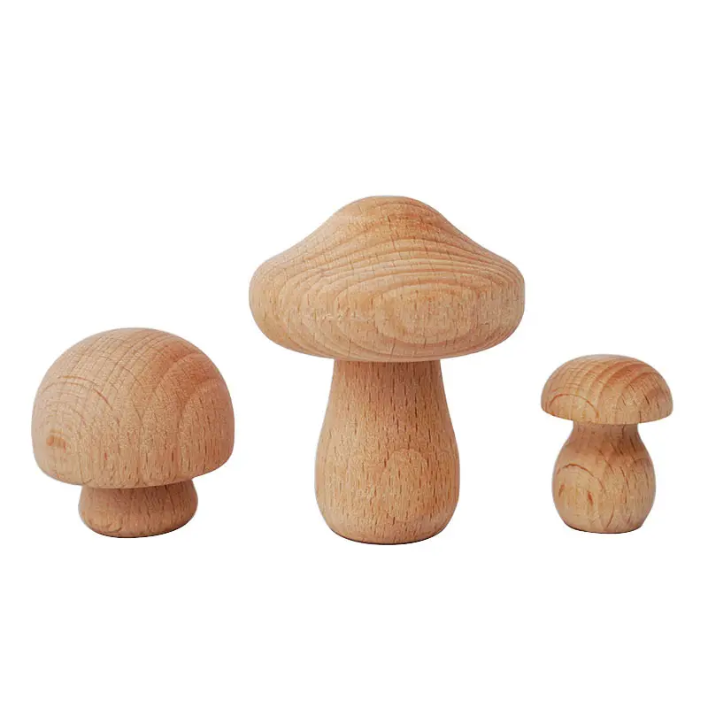 HOYE 공예 맞춤형 미완성 버섯 머리 모양 인형 나무 버섯 모양 어린이 미술