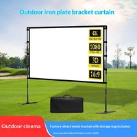 Neue Outdoor-Standprojektionsleinwand aus Metall mit Doppelhalterung, 16:9, 100 Zoll, tragbar, HD-Filmprojektionsleinwand