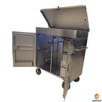 Fabrication sur mesure en acier inoxydable en Chine, boîte de rangement pour équipement équestre en métal, cabine de sablage sur roues