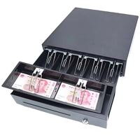 JINGJIE Elektronische Schwarze Verstellbare POS-System-Kassenschublade aus Metall, Smart 7-Fach RJ11 Geldkassette für Supermärkte und Restaurants
