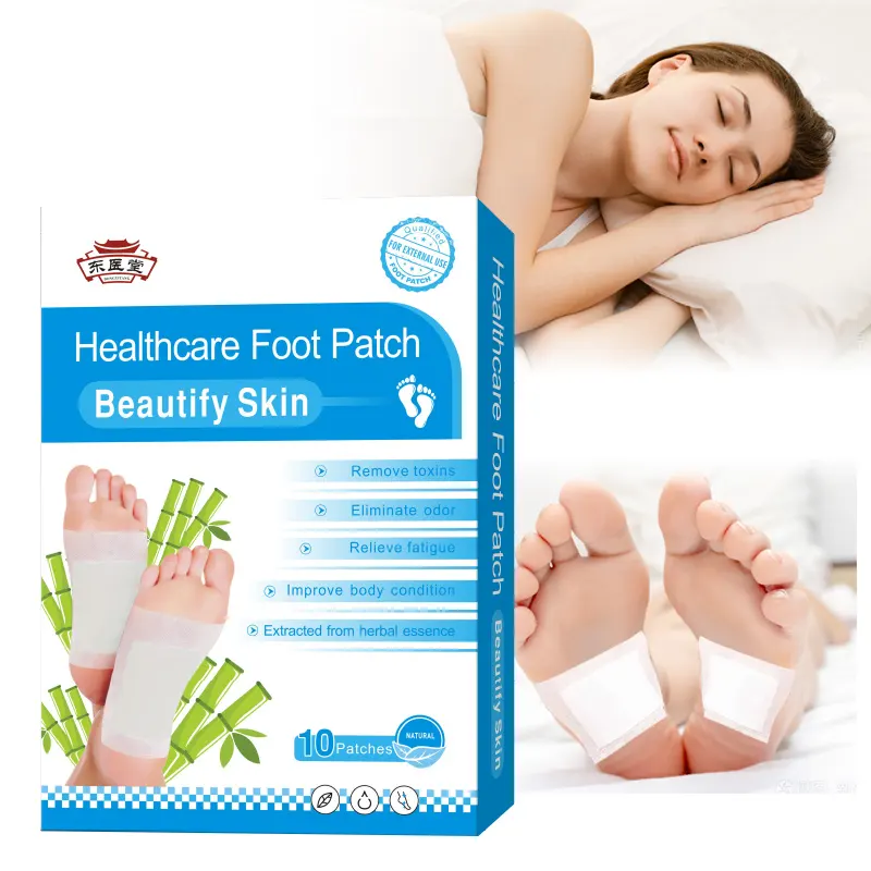 Patch pour les pieds détox à base de plantes, fabricant OEM, nettoyage en profondeur, détox à base de plantes, amélioration du sommeil, soins des pieds, coussinets au vinaigre de bambou