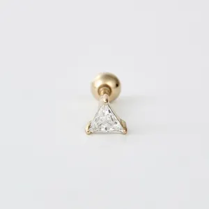 C2054 Triangle Zircon Fashion Style Hele Jewelry Wholesale 925 Sterling Silver 18K Gold Plated Ear Piercing