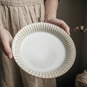 Assiettes en porcelaine gaufrée en céramique vintage Vente en gros <span class=keywords><strong>La</strong></span> Placa Speckly Assiettes à couverts Vaisselle en grès Assiette creuse - Product Image 2