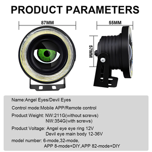 LELANPU Nouveau projecteur laser mobile 12V à pupille dynamique 82 modes, lentille de projecteur DIY, télécommande APP, phares antibrouillard LED Angel Devil Eyes - Product Image 4