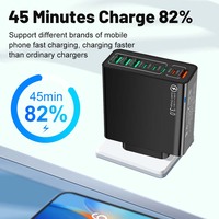 Chargeur Portable Multi-Ports avec Logo Personnalisé 4 USB QC3.0 et 4 Type-C Adaptateur de Voyage Universel avec Prises US/EU/KR Chargeur Mural USB
