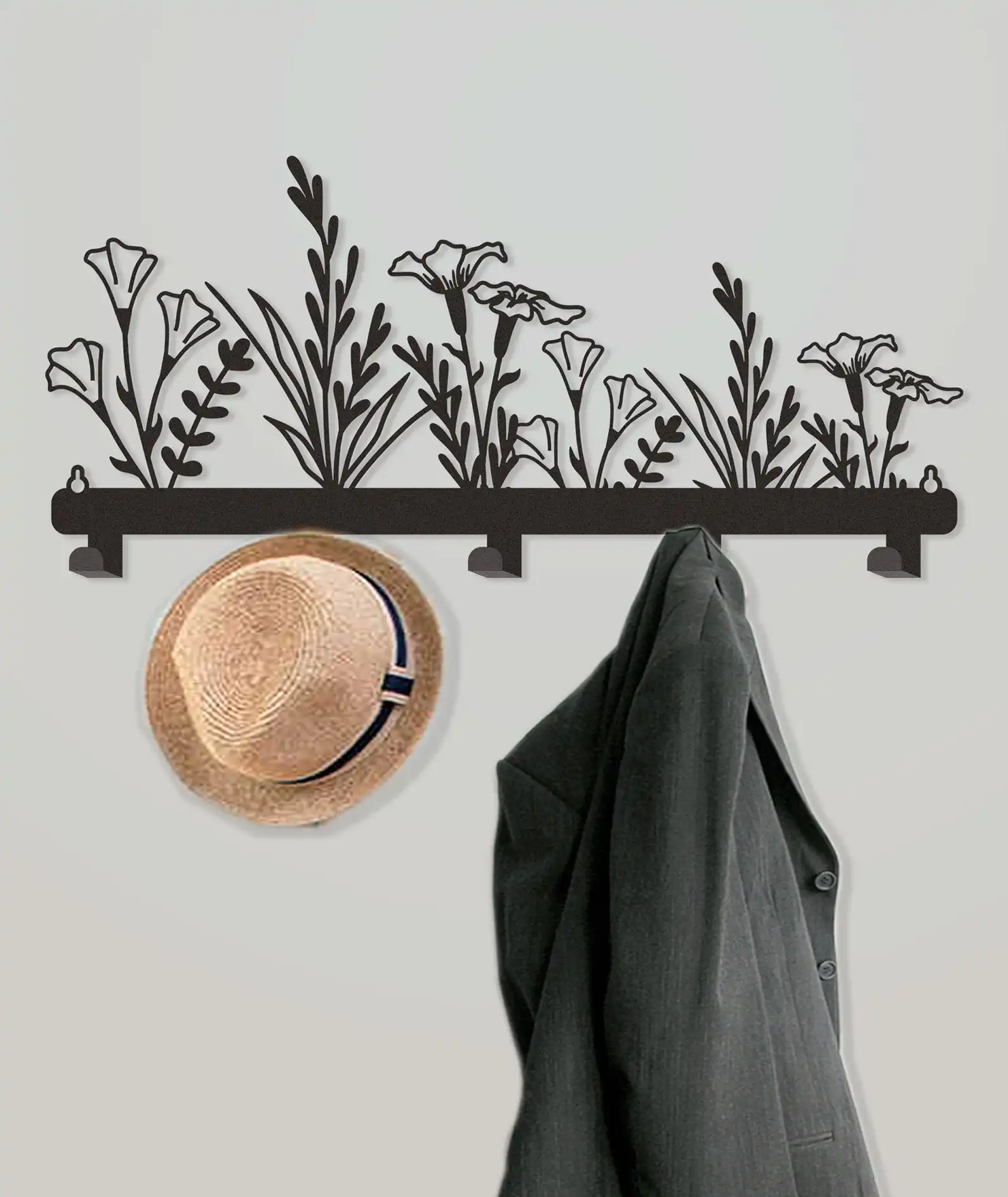 Özelleştirilmiş Metal ceket askısı çiçek ev dekorasyon anahtar tutucu için duvar kanca <span class=keywords><strong>şapka</strong></span> çanta palto askılık portmanto duvar palto askılık portmanto