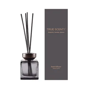 Diffuseur de <span class=keywords><strong>parfum</strong></span> en verre noir, rond, personnalisé, de 100ml, Floral, vente en gros - Product Image 1