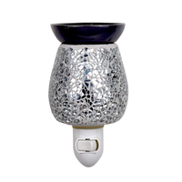 Lampe chauffe-cire murale décorative en mosaïque argentée, brûleur de cire parfumée avec ampoule interchangeable, veilleuse décorative pour chambre à coucher