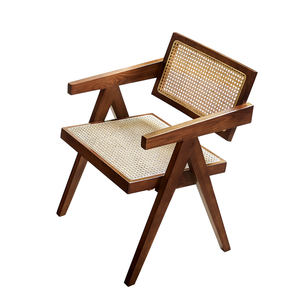 <span class=keywords><strong>Fauteuil</strong></span> d'appoint en <span class=keywords><strong>rotin</strong></span> tissé en bois massif artisanal de style moderne du milieu du siècle pour le salon, le bureau, la salle à manger - Product Image 6