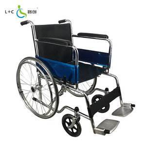 Silla de ruedas manual Lutron LCW829 plegable, ligera, de acero, para rehabilitación de pacientes mayores y discapacitados. - Product Image 1