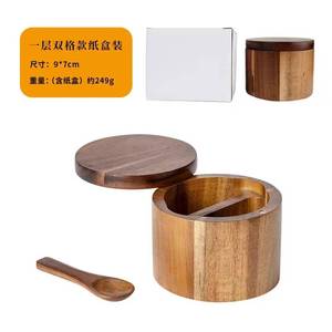 Boîte à épices moderne <span class=keywords><strong>en</strong></span> bois d'acacia avec couvercle, salière et poivrière <span class=keywords><strong>en</strong></span> bois massif, distributeur de <span class=keywords><strong>sel</strong></span> et poivre 200 ml, option personnalisée, conteneur de rangement pour épices - Product Image 3
